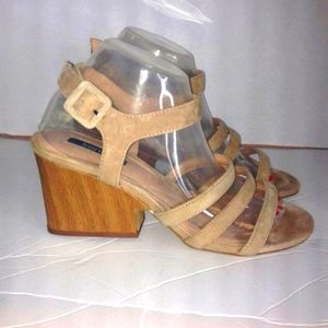 Kensie 'Ebony' Blonde Chunk Heel Strappy Sandals